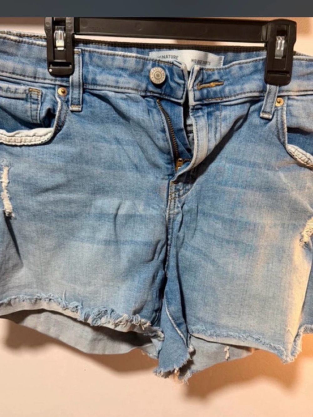 Signature by Levi Strauss Light Blue Distressed Denim Shorts